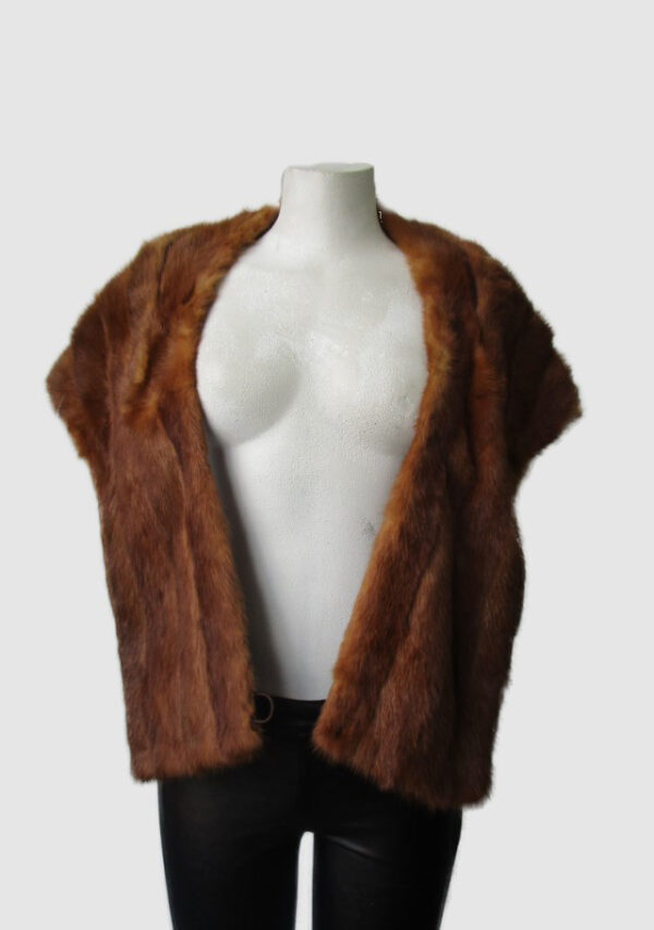Reddish Mink Fur Stole Wrap Cape Wedding  MINT