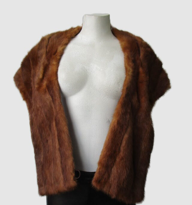 Reddish Mink Fur Stole Wrap Cape Wedding  MINT
