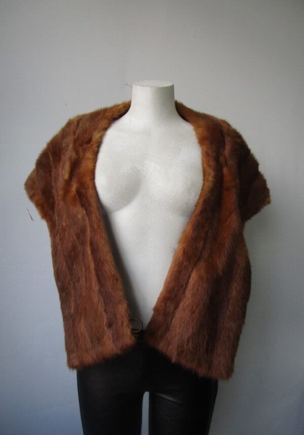 Reddish Mink Fur Stole Wrap Cape Wedding  MINT