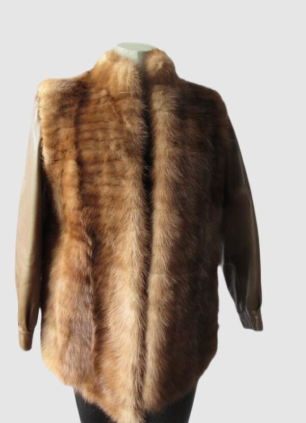 Mink Fur Jacket with Leather Coat MINT+  Sz 8