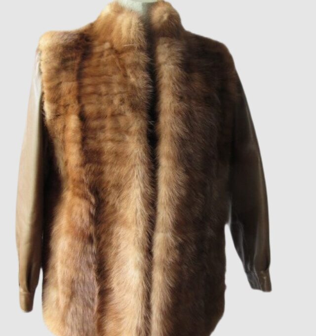 Mink Fur Jacket with Leather Coat MINT+  Sz 8