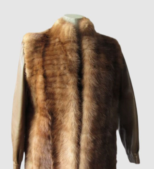 Mink Fur Jacket with Leather Coat MINT+  Sz 8