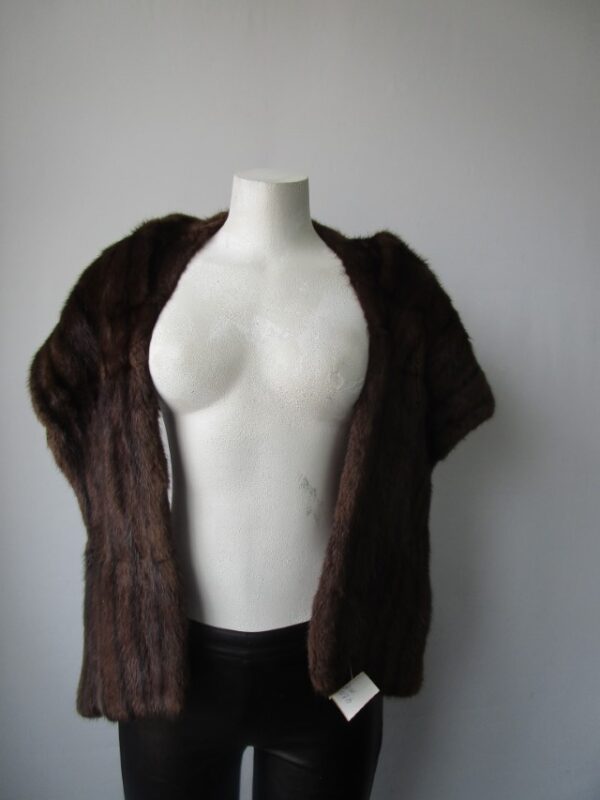 Muskrat Fur Stole Wrap Cape Wedding Mint+ - Image 2