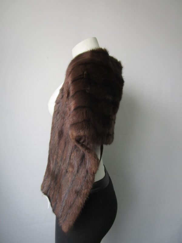 Muskrat Fur Stole Wrap Cape Wedding Mint+ - Image 4