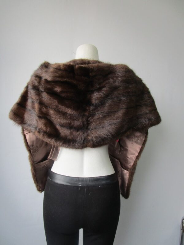 Muskrat Fur Stole Wrap Cape Wedding Mint+ - Image 3