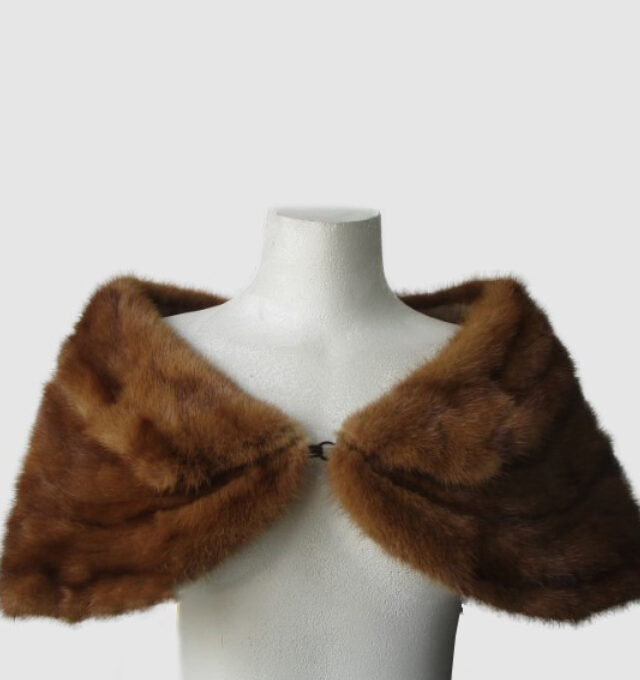 Mink Fur Collar Cape Stole Wrap Wedding MINT