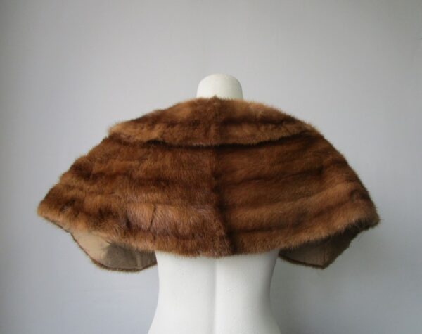 Mink Fur Collar Cape Stole Wrap Wedding MINT - Image 2