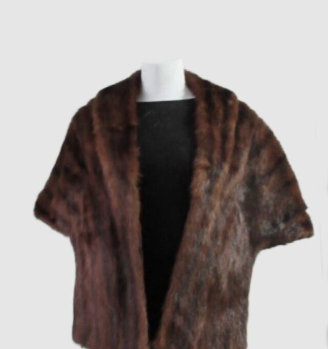 Muskrat Fur Stole Wrap Cape MINT