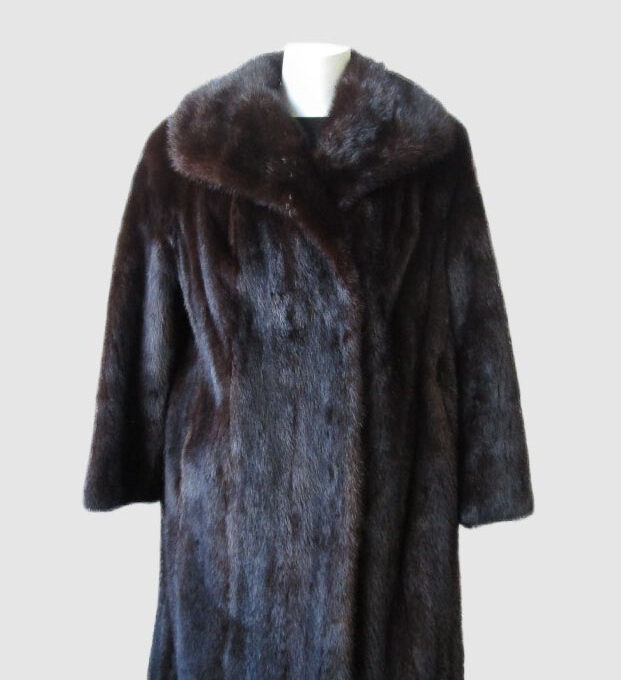Mink Fur Coat Jacket VG++ Sz 12 Natural Dark Ranch
