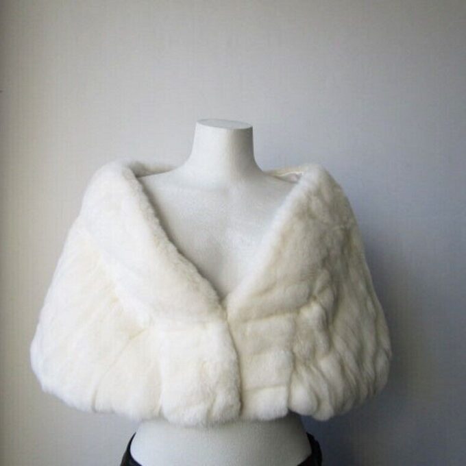 Rabbit Fur Cape Wrap WINTER WEDDING BRIDE Sz S