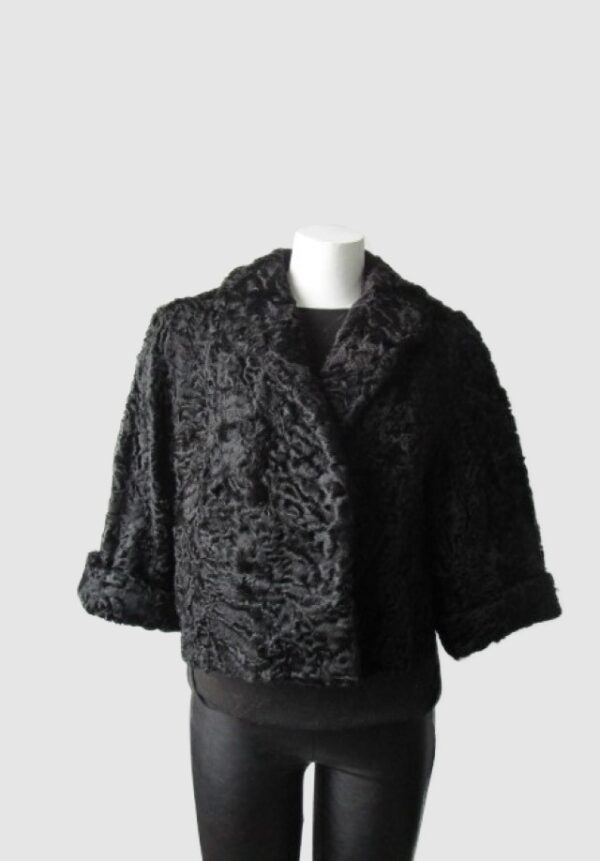 Persian Lamb Fur Coat Jacket MINT+ Sz M Black
