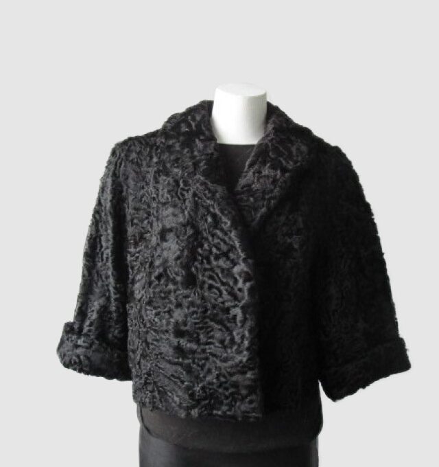 Persian Lamb Fur Coat Jacket MINT+ Sz M Black
