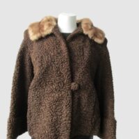 Persian Lamb Fur Coat Jacket & Mink MINT  Sz 8 Brown