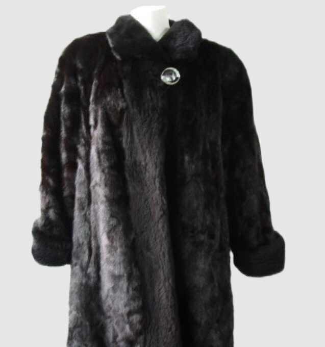 Mink Fur Coat Black Sheared Beaver Fur Women's Sz 10 MINT+ Dark Ranch Mink