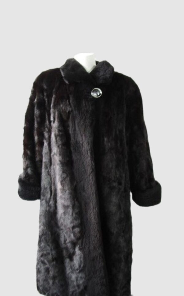 Mink Fur Coat Black Sheared Beaver Fur Women's Sz 10 MINT+ Dark Ranch Mink - Image 7