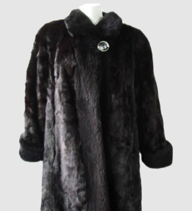 Mink Fur Coat Black Sheared Beaver Fur Women's Sz 10 MINT+ Dark Ranch Mink