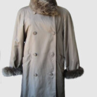 Raincoat with Detachable Sheared Rabbit & Fox Fur Sz 8 SUPERB