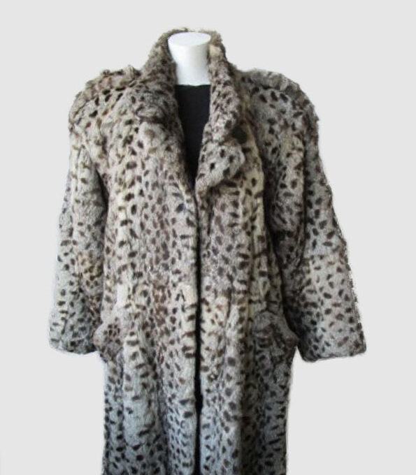Rabbit Fur Coat Jacket MINT+ Sz 8 Spotted