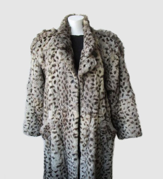 Rabbit Fur Coat Jacket MINT+ Sz 8 Spotted