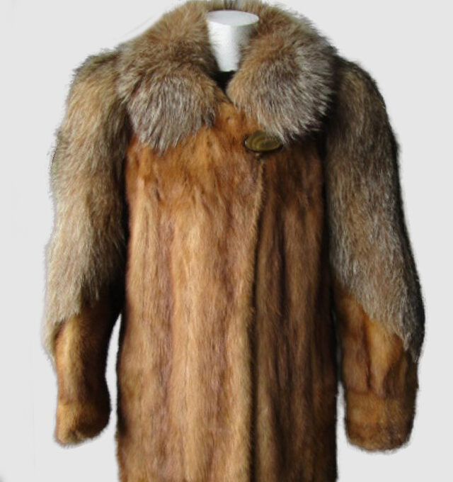 Mink Fur Coat with Crystal Fox Fur MINT Sz 8