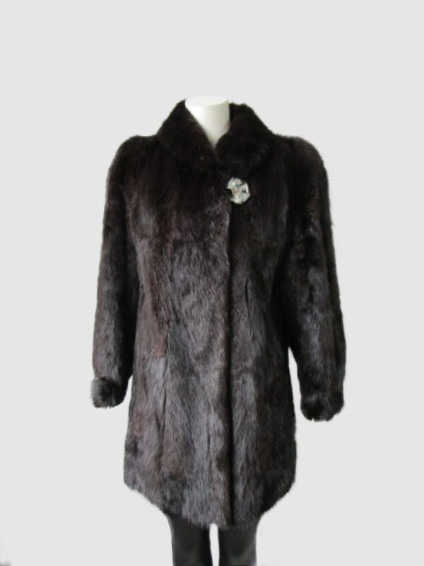Muskrat Fur Coat Jacket Stroller MINT Sz 8 Black Brown