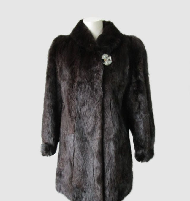 Muskrat Fur Coat Jacket Stroller MINT Sz 8 Black Brown