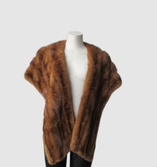 Mink Fur Stole Wrap Cape Wedding MINT 68"X 16"