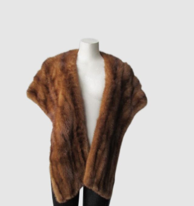 Mink Fur Stole Wrap Cape Wedding MINT 68"X 16"