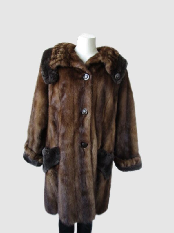 Mink and Sheared Beaver Fur Coat Jacket MINT+ Sz 8 Brown