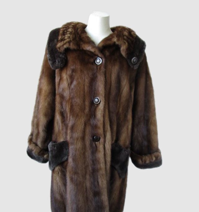 Mink and Sheared Beaver Fur Coat Jacket MINT+ Sz 8 Brown