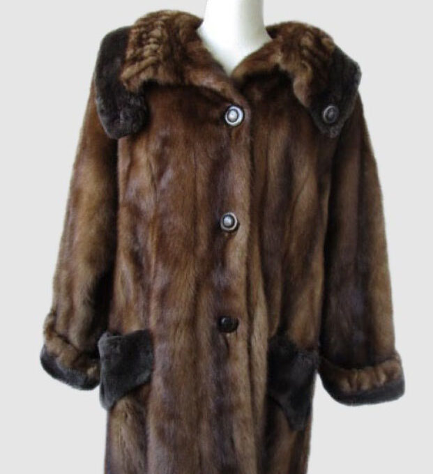 Mink and Sheared Beaver Fur Coat Jacket MINT+ Sz 8 Brown