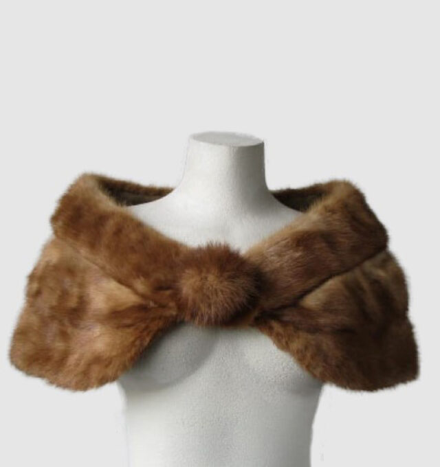 Mink Fur Cape Shawl Stole Wrap Cape WEDDING Sz Small