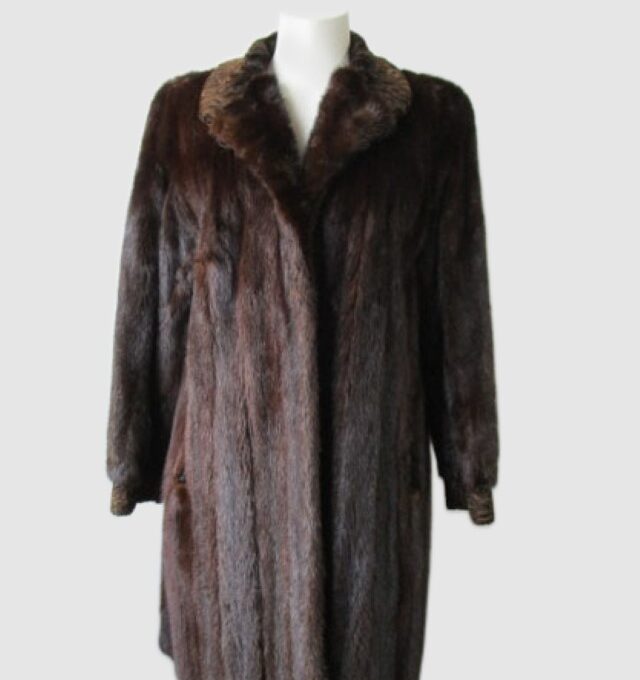 Mink Fur Coat Jacket with Swakara Fur MINT Sz 8 Natural Dark Pastel