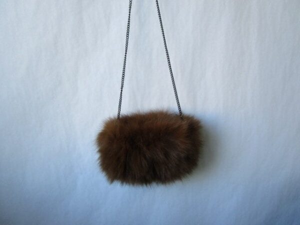 Brown Fox Fur Bag Purse Crossbody Hand Muff Purse SALE - Image 3