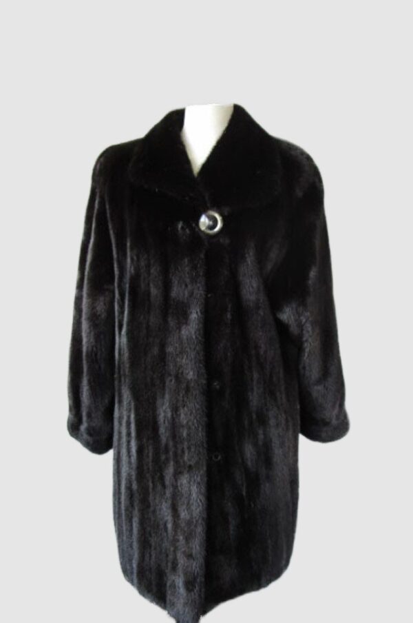 Mink Fur Coat Jacket SUPERB Sz 8 Natural Black
