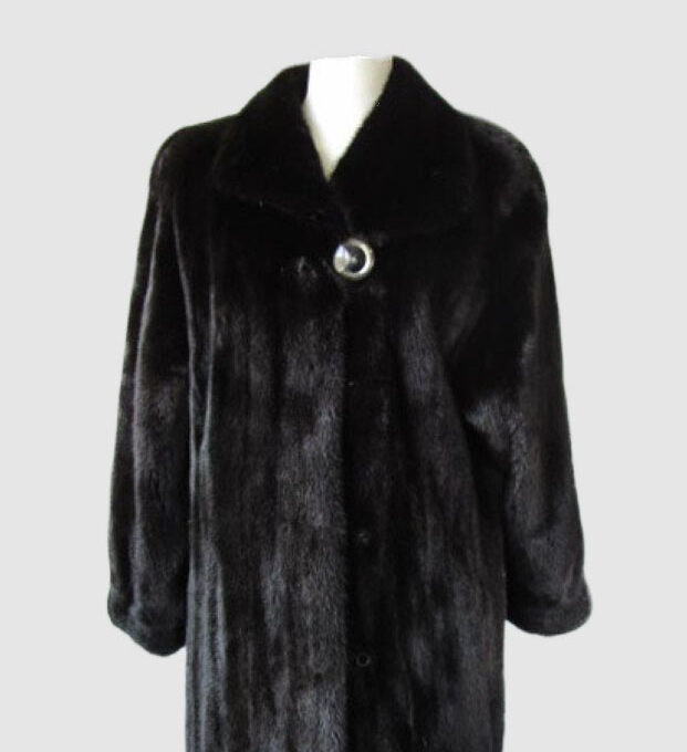 Mink Fur Coat Jacket SUPERB Sz 8 Natural Black