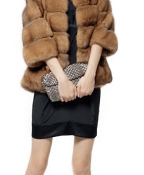 Mink Fur Bolero Jacket Coat Natural Pastel