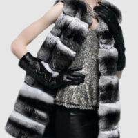 Chinchilla Fur Vest with Black Mink Fur