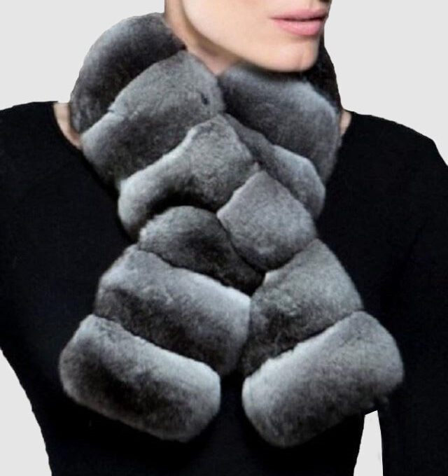 Chinchilla Fur Cape Scarf Wrap Shawl Collar Women's New