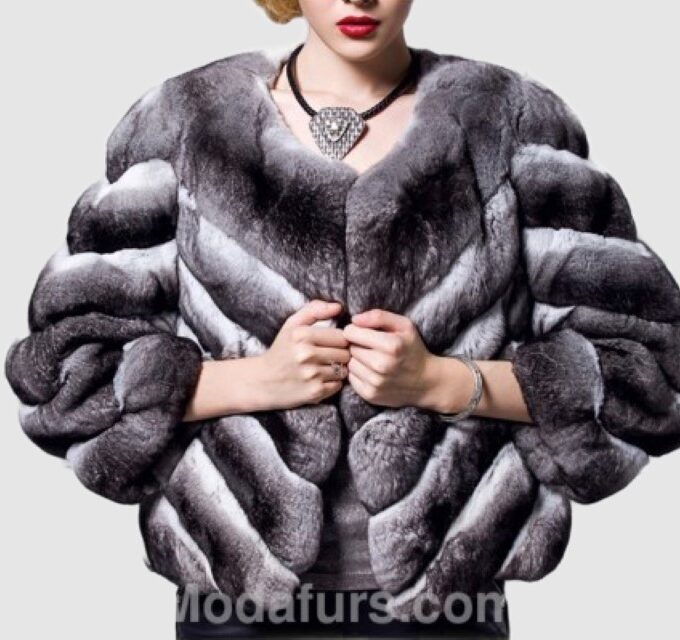 Chinchilla Fur Jacket Coat Sz M