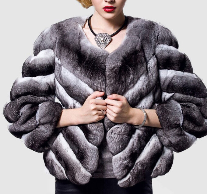 Chinchilla Fur Jacket Coat Sz M