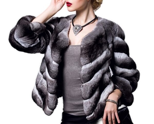 Chinchilla Fur Jacket Coat Sz M - Image 2