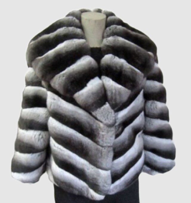 Chinchilla Fur Jacket Coat Sz 8