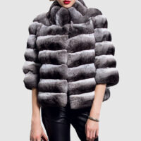 Chinchilla Fur Jacket Coat Sz M