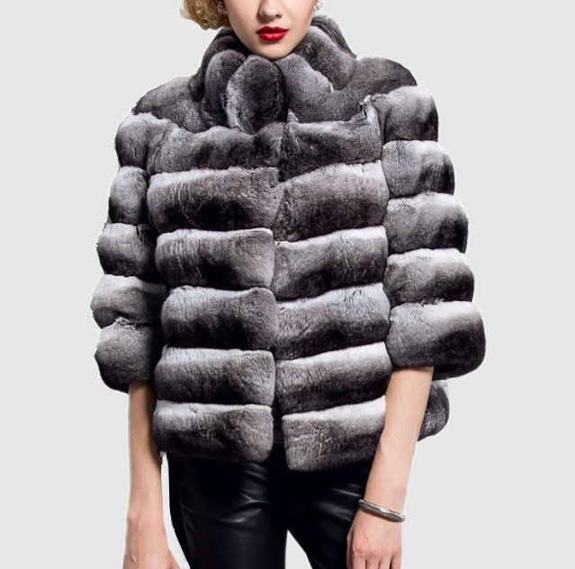 Chinchilla Fur Jacket Coat Sz M
