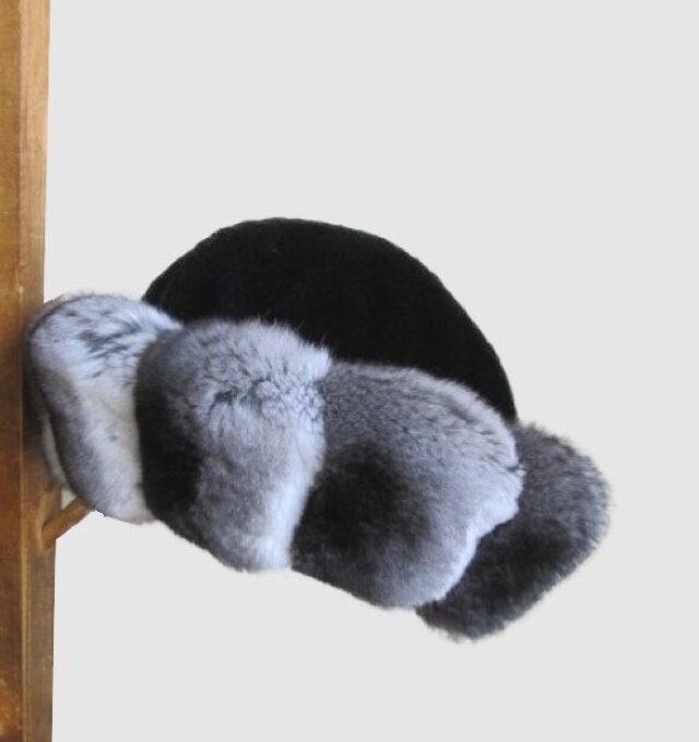 Sheared Mink Black Hat with Chinchilla Fur