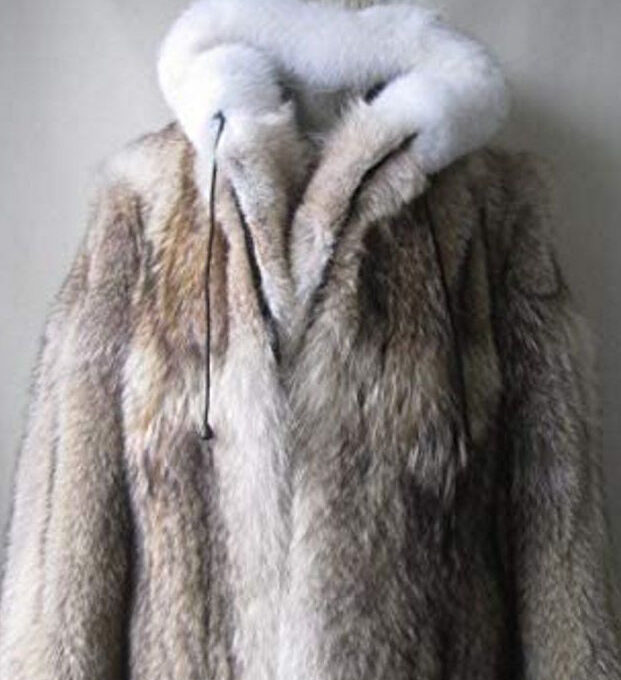 Coyote Fur Coat Jacket with HOOD & Fox MAN