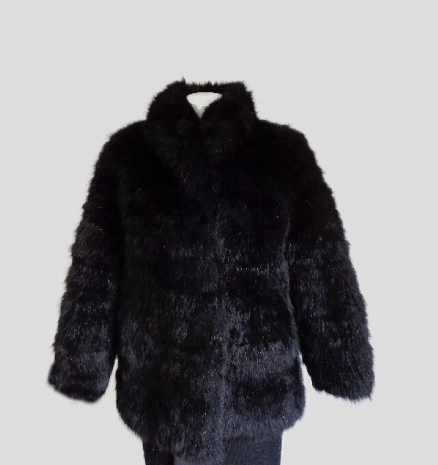Raccoon Black Fur Coat Jacket Sz XS MINT