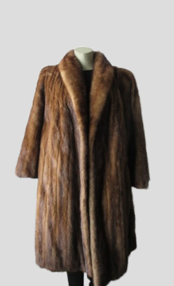 Mink Fur Coat Jacket Large Sz 12 Natural Dark Pastel