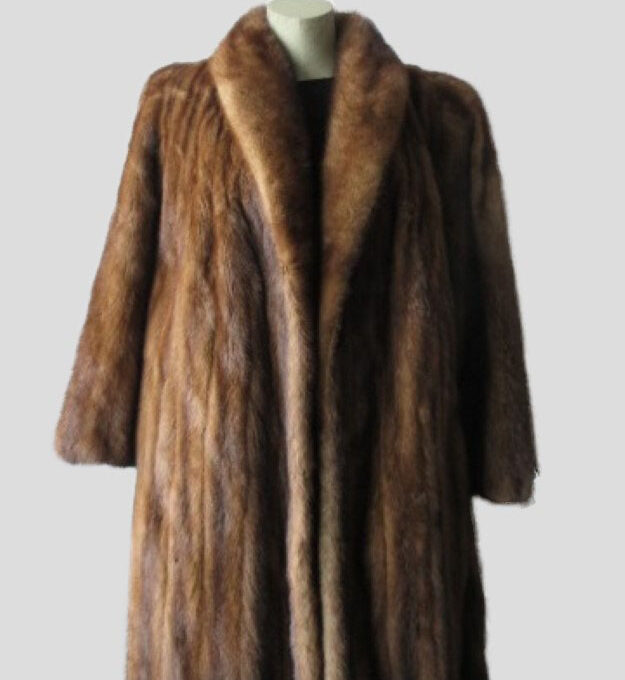 Mink Fur Coat Jacket Large Sz 12 Natural Dark Pastel